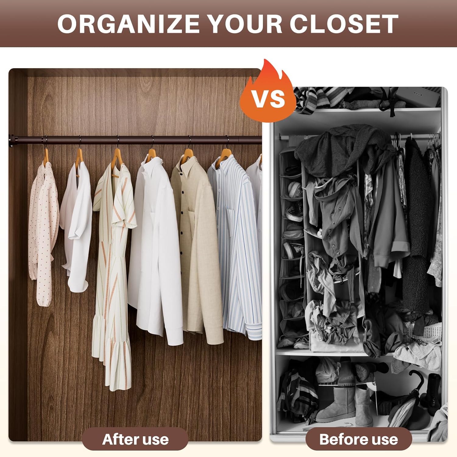 Closet Rod - Closet Rods for Hanging Clothes, 17 to 82 inch Adjustable Closet Hanging Rod, Heavy Duty Clothes Rod Clothing Bar, Closet Poles for Hanging Clothes for Wardrobes, Shower Curtain