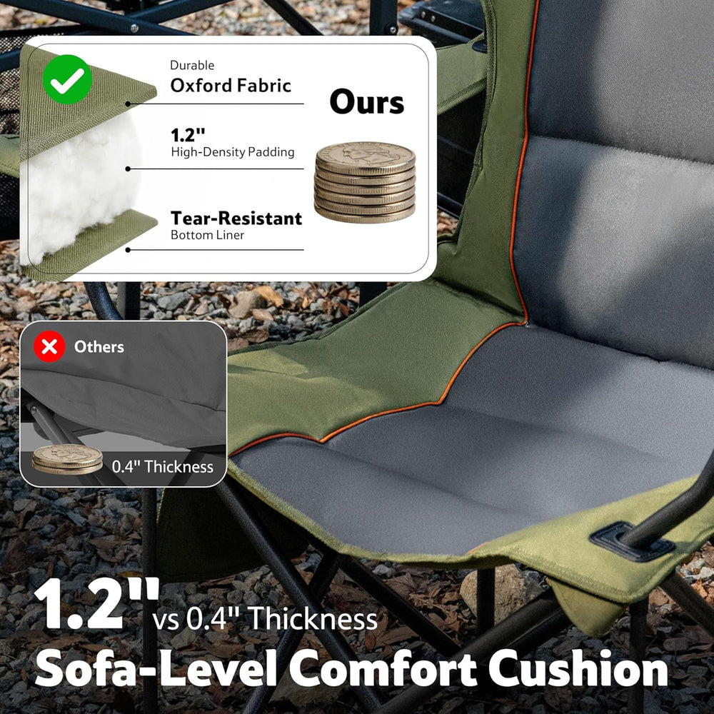 Naturehike Oversized Camping Chair with Cooler Bag, Heavy Duty Lawn Chair Sup...