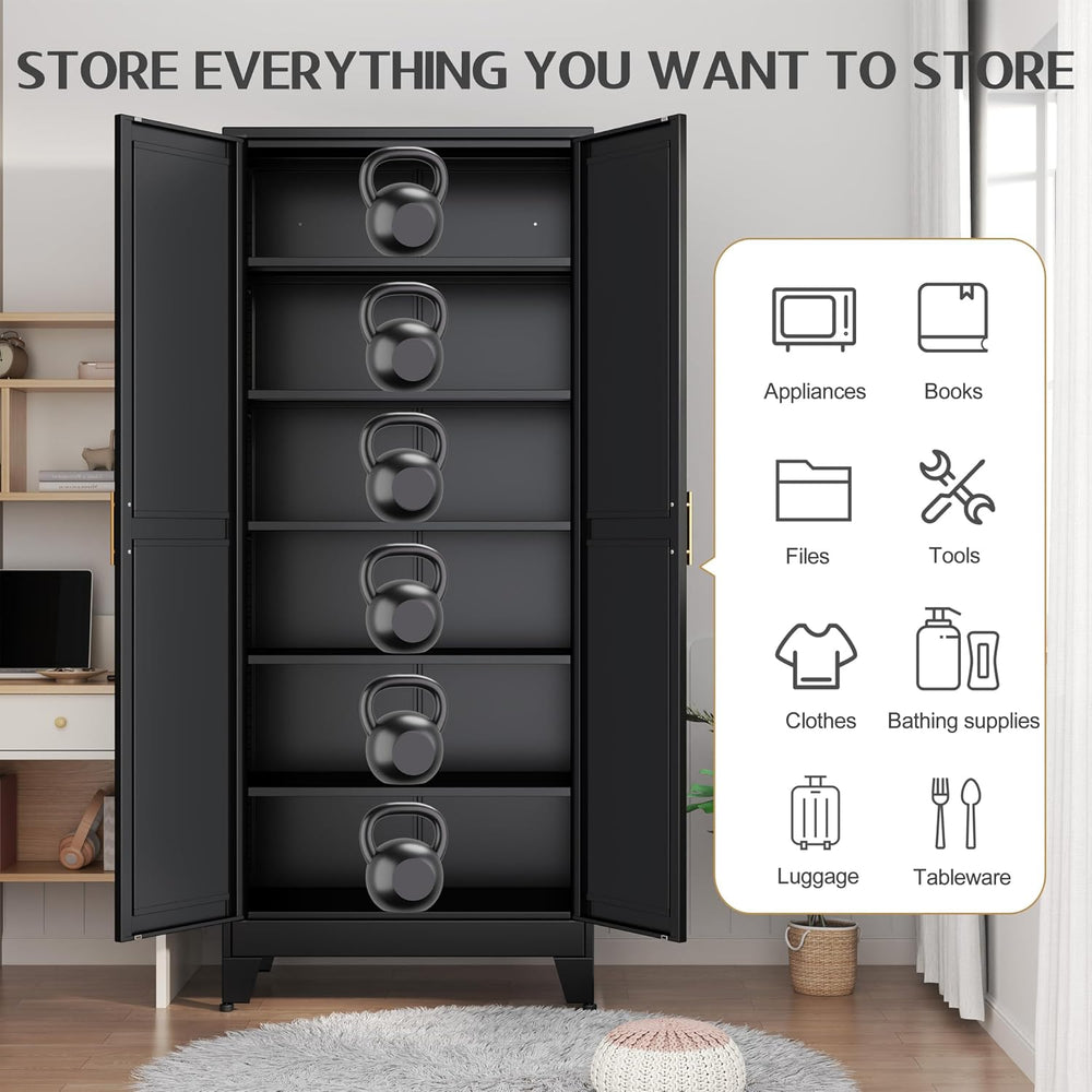 GAIOUS 75.2" Tall Storage Cabinet,Metal Pantry Storage Cabinets with 2 D...