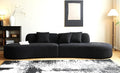 Container Furniture Direct 132" Curved Sofa with Throw Pillows, 6 Seater Luxury Velvet Couch with Half Moon Design and High-Density Foam, Ideal for Modern Living Room, Office & Apartment, Black