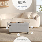 STORAGEBUD Storage Ottoman Bench with Bins, 30-in Storage Bench for Bedroom End of Bed, Folding Foot Rest Ottoman for Living Room Max 660lbs, Fabric Ottomans, Light Grey
