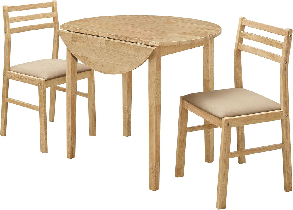 Coaster Home Furnishings 3-Piece Round Wood Dining Room Set Drop Leaf Extensi...