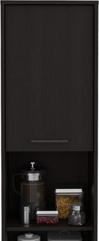 Modern Kitchen Pantry, Black Storage Cabinet with 2 Cabinets, 2 Doors and 2 Open Shelves, Easy to Maintain, for Dining Room