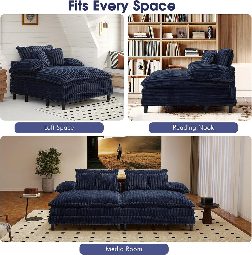 WESTSETLUX 54.8" W Oversized Chaise Lounge Chair Indoor with 5-Position ...