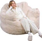 WLIVE 43'' Giant Bean Bag Chair, Bean Bag Sofa with Armrests for Adults, Bean Bag Couch with High-Density Memory Foam for Livingroom, Bedroom, Beige