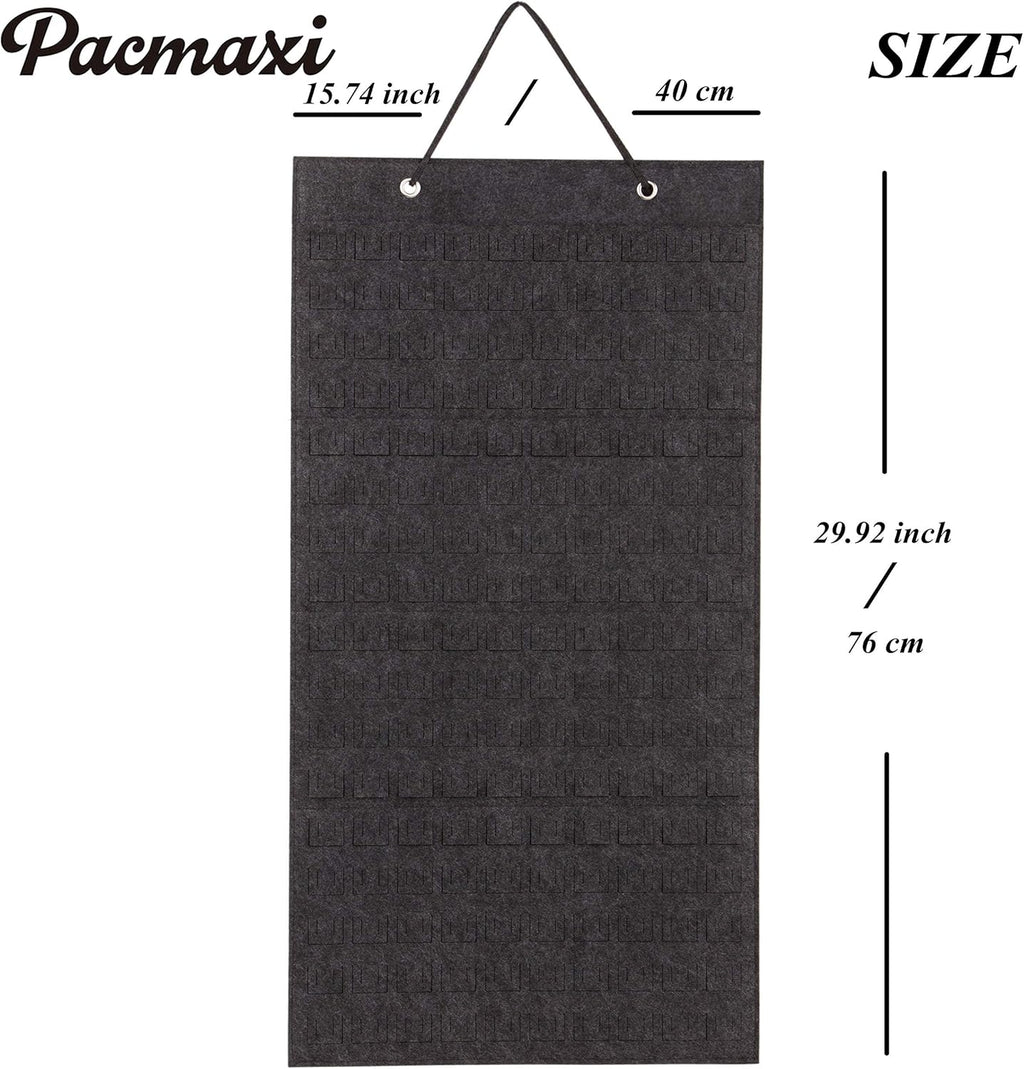 PACMAXI Hanging Brooch Pin Organizer, Display Pins Storage Case, Brooch Collection Storage Holder, Holds Up to 96 Pins.(Not Include Any Accessories) (M-170 Slots, Dark gray, Medium)