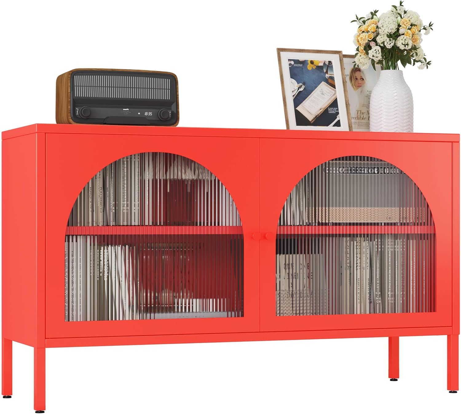 Metal Storage Cabinet with Doors and Shelves,2 Door TV Stand,Accent Cabinet，Metal Locker&Sideboard Buffet Cabinet&Bookshelf&Cupboard for Home,Office,Living Room