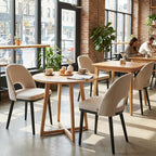 Wooden Dining Chairs Set of 4,Upholstered Kitchen Dining Room Chairs with Curved Backrest and Wood Leg,Modern Fabric Farmhouse Dinner Chair for Restaurant/Cafe,Beige