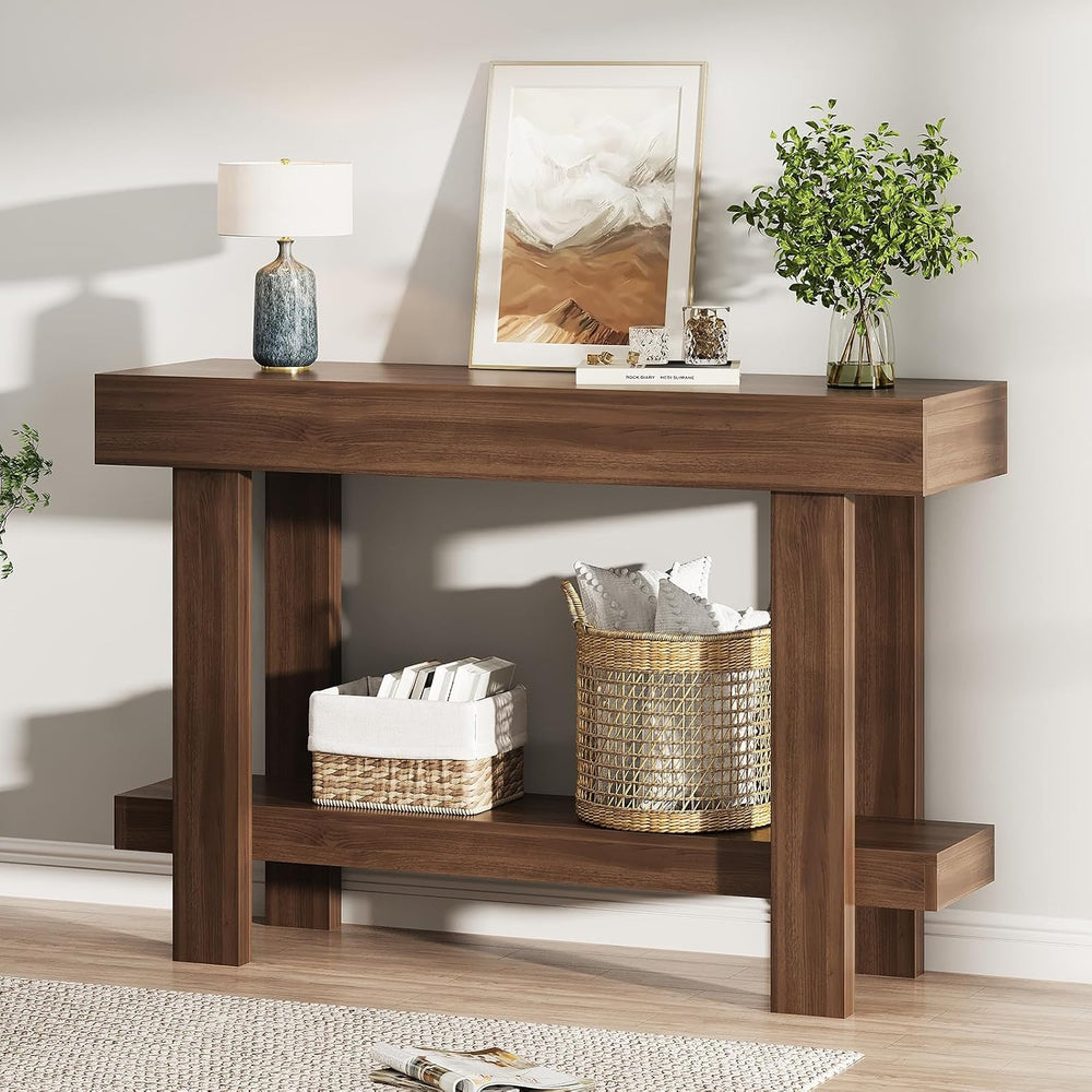 Console Table for Entryway, 47.2" Narrow Farmhouse Sofa Table Walnut | T...