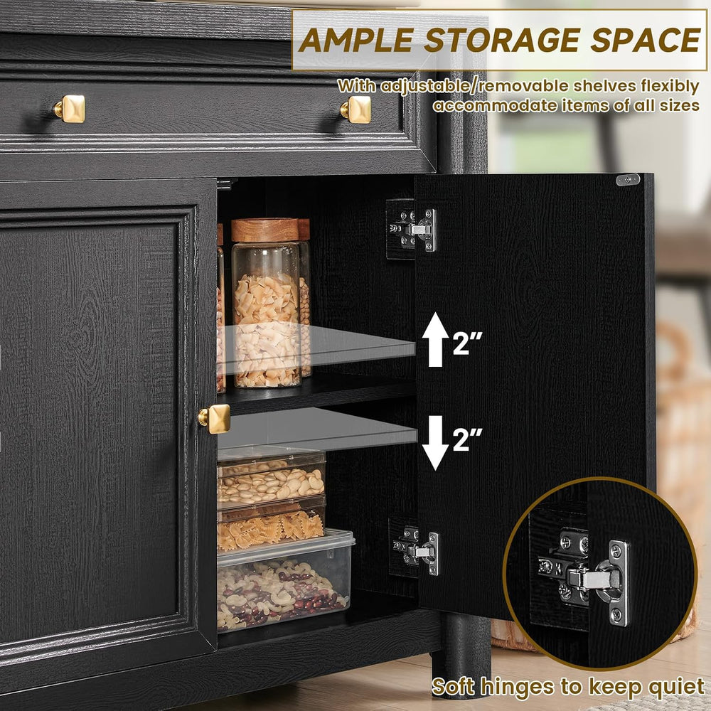 Standifurno Credenza Storage Cabinet with 4 Doors and 2 Drawers, 59" Lar...