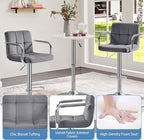 Yaheetech Counter Height Bar Stools Set of 2 Velvet Swivel BarStools for Kitchen Stool Height Adjustable Counter Stool Barstools with Armrest, Velvet, Grey
