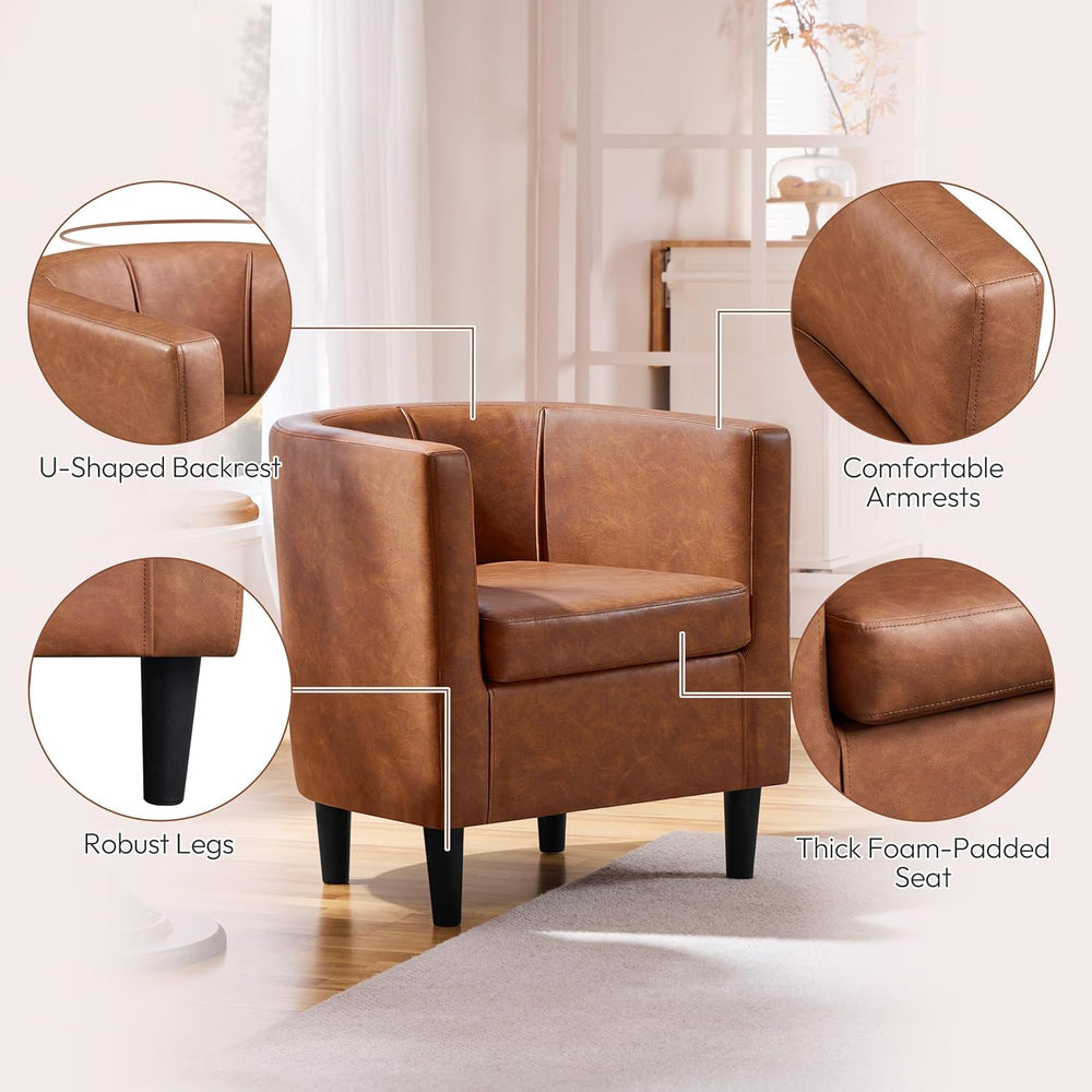 Yaheetech Barrel Accent Chairs Set of 2, Modern Armchairs, Brown