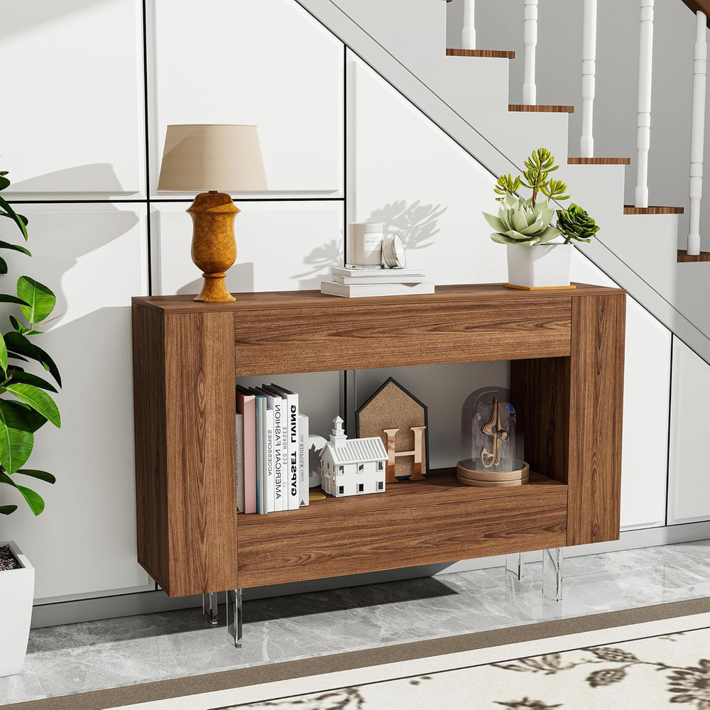 Console Table, 47" Entryway Table with Hidden Storage Cabinets, Adjustab...