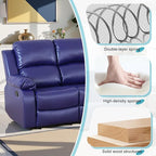 Recliner Sofa Set Couches for Living Room Chair Semi PU Fabric Living Room Furniture Sets, Adjusted Loveseat Reclining Couch Furniture Sofa Set for Theater Seating, 3-Seater, Dark Blue