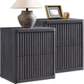 SICOTAS Night Stand Set of 2 Nightstands with 2 Drawers Storage Bedside Table Large Fluted Bed Side End Table Modern 24.4" Tall Wide Night Stands for Bedroom Living Room Sofa Couch Office
