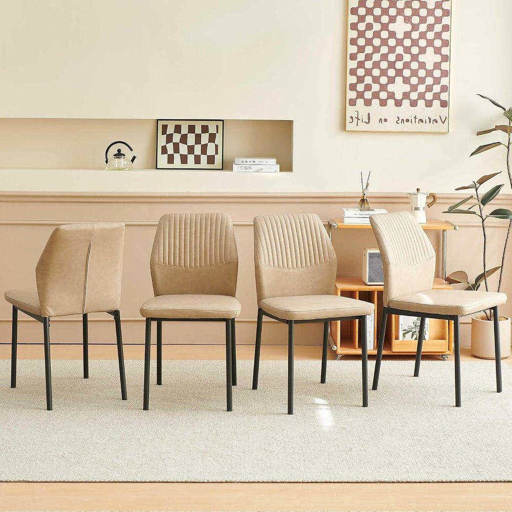 Comfortable Dining Chairs Set of 4 Upholstered Faux Leather Cushion Seat | Er...