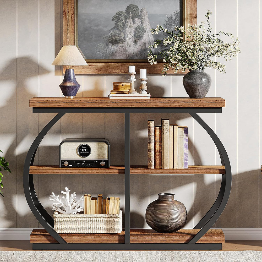 Tribesigns 41.3" Console Table, Industrial 3-Tier Entryway Table with Ar...