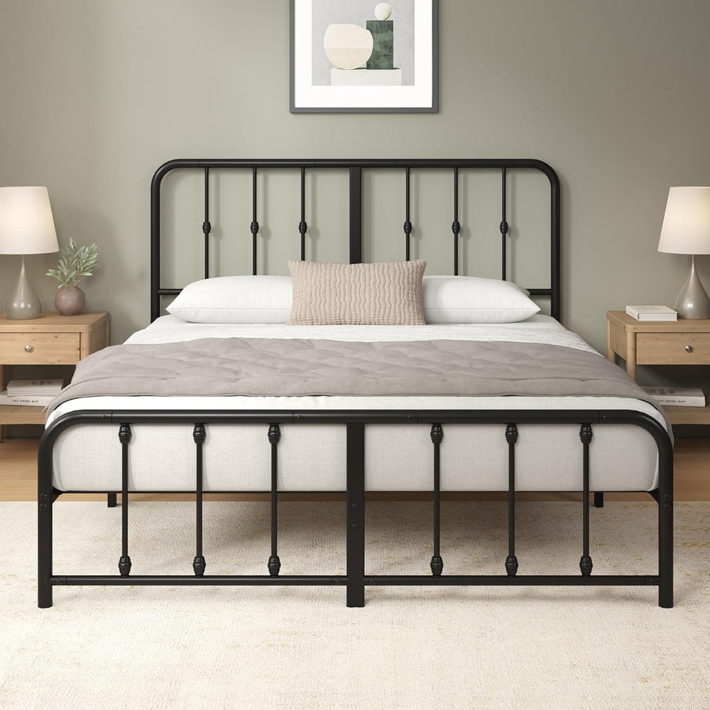 Zinus Leonardo Metal Platform Bed Frame, Victorian Spindle Headboard, Queen