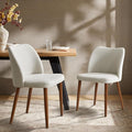 Dining Chairs Set of 2, Upholstered Kitchen Dining Room Chair Set Morden Accent Side Dinner Chair with Curved Padded Back Wood Legs for Restaurant/Cafe, Grey