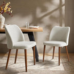 Dining Chairs Set of 2, Upholstered Kitchen Dining Room Chair Set Morden Accent Side Dinner Chair with Curved Padded Back Wood Legs for Restaurant/Cafe, Grey