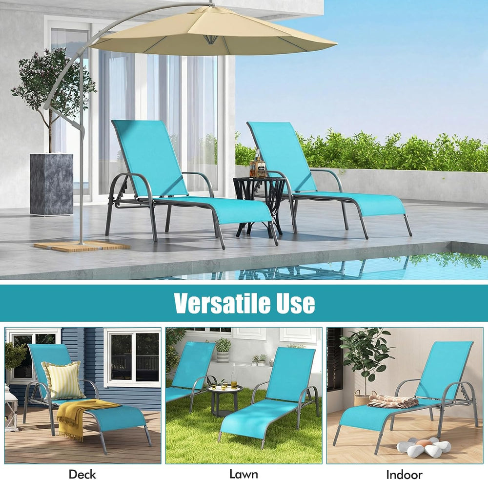 Tangkula Outdoor Lounge Chairs Set of 2, Patio Chaise Lounge with Adjustable ...