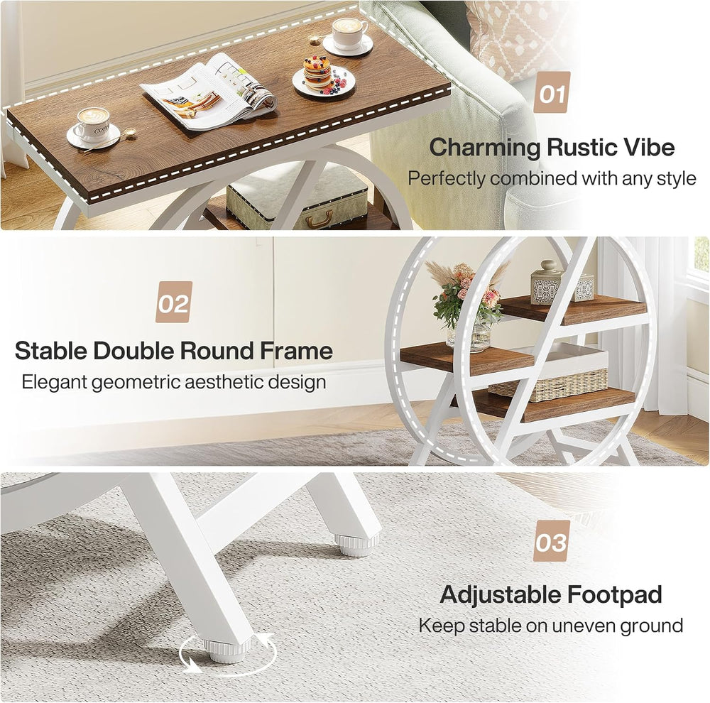 Tribesigns End Table Set of 2, 3-Tier Modern Narrow Side Table with Storage, ...