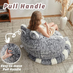 EBENCHICO Giant Bean Bag Chair for Adults Teens, Raccoon Shaped Faux Fur Bean Bag Sofa with Filler, Plush Beanbag Couch with Tail Pillow for Gaming, Reading, Bedroom, Dorm