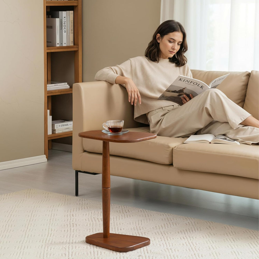 MH London Sammy C-Shaped Side Table - 22" High Solid Mango Wood End Tabl...