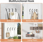 Coat Hooks Wall Mount for Hanging: 20LB Sturdy Hanger for Backpack, Towel, Bag, for Closet, Bathroom, Door, Mushroom, Stainless Black 6 Pack, 3.75"