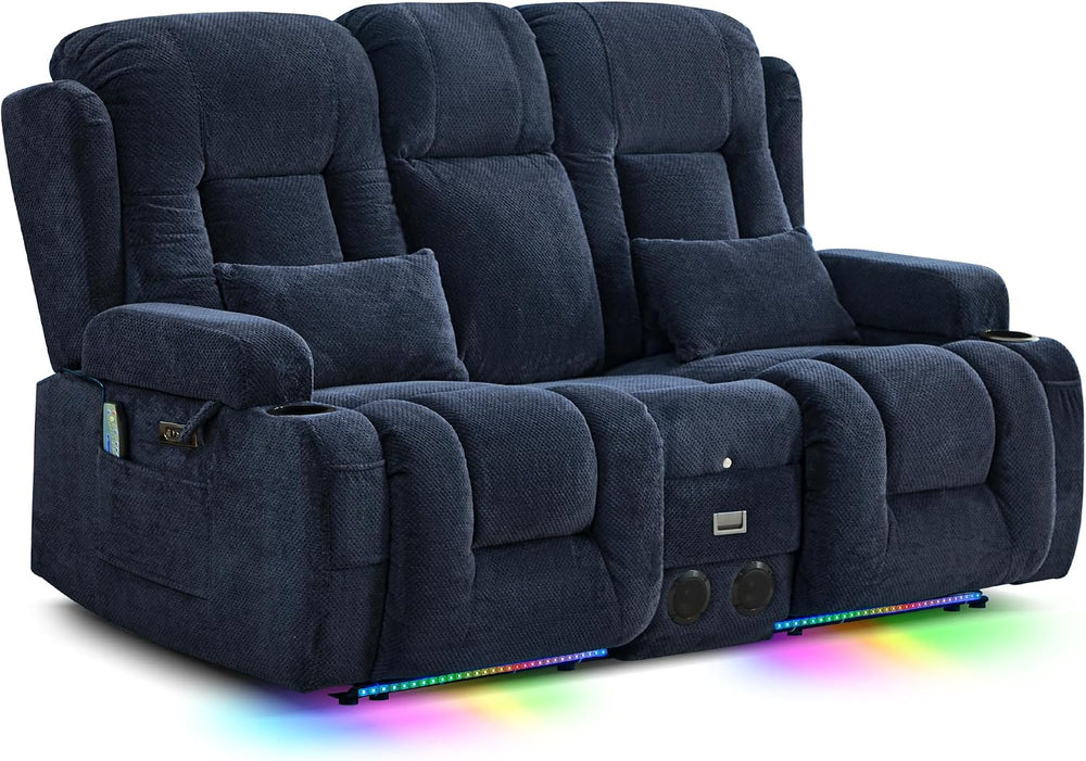 TUNYI Wall Hugger Power Loveseat Recliner - RV Reclining Loveseat with Consol...