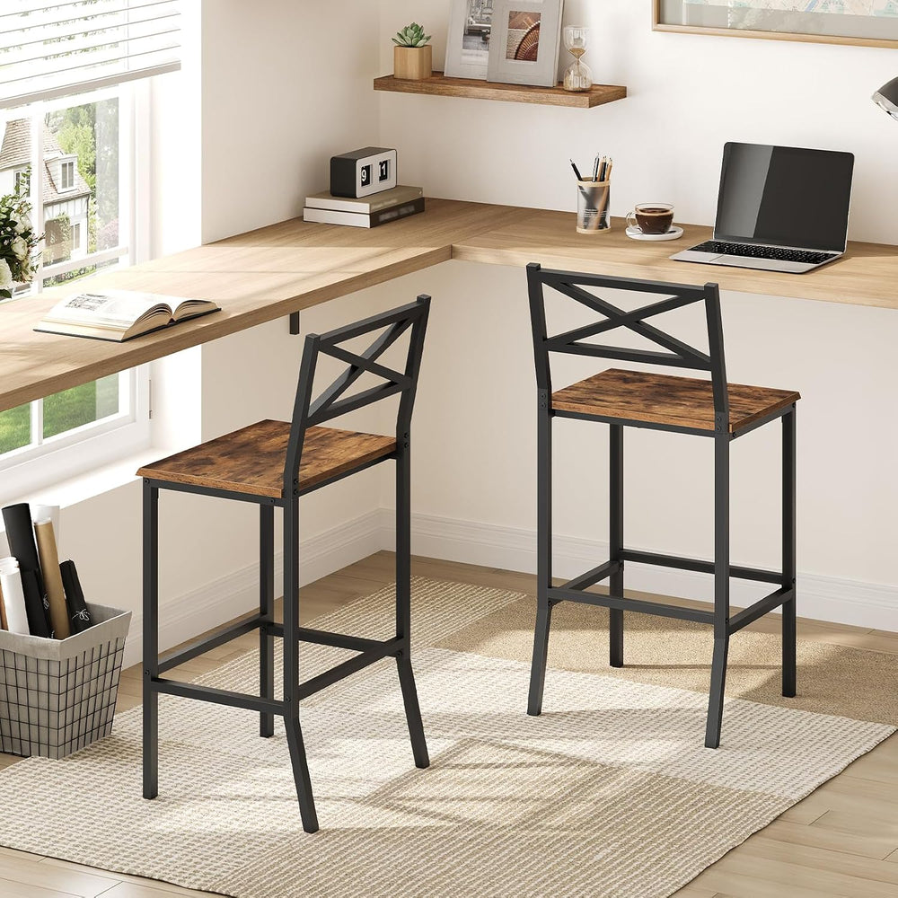 MAHANCRIS Bar Stools, Set of 2 Bar Chairs with Backrest and Footrest, 26&quot...