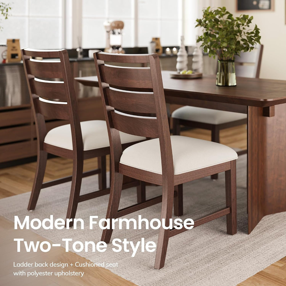 COLAMY Wooden Dining Chairs Set of 6, Farmhouse Upholstered Dining Room Chair...