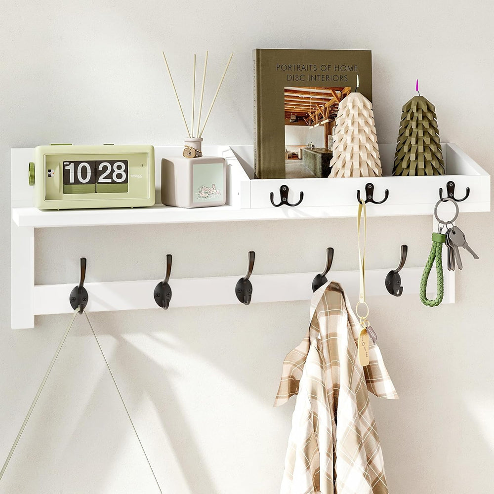 AMBIRD Wall Hooks with Shelf, 26.57 Inch Entryway Wood Coat Hooks for Wall, C...