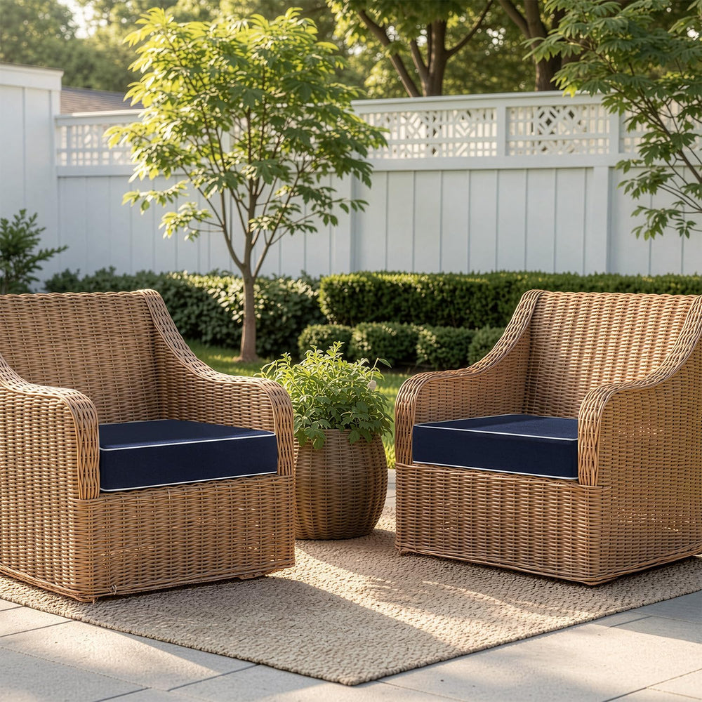 MIULEE Navy Outdoor Chair Cushions 2 Pack, 22x22x3 Inch Waterproof Cushions