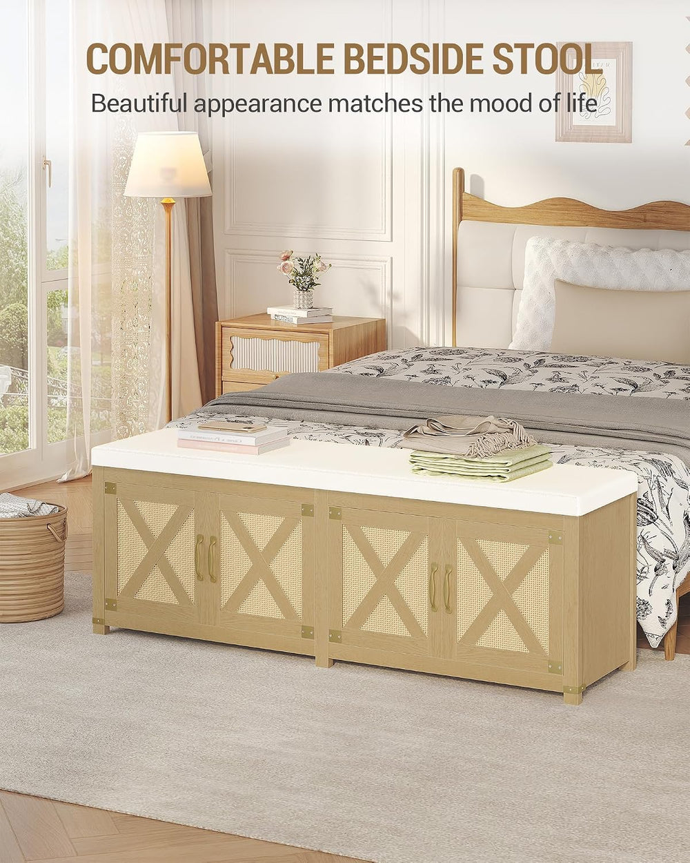 Hzuaneri Shoe Storage Bench, 2 Tier Shoe Bench with Padded Seat Cushion &...