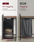VASAGLE Laundry Hamper, Laundry Basket, Laundry Sorter with 2 Pull-Out and Removable Bags, Shelf, Metal Frame, 2 x 12.1 Gallons (46 L), 28.8 x 13 x 28.4 Inches, Slate Gray and Rustic Brown UBLH201G01