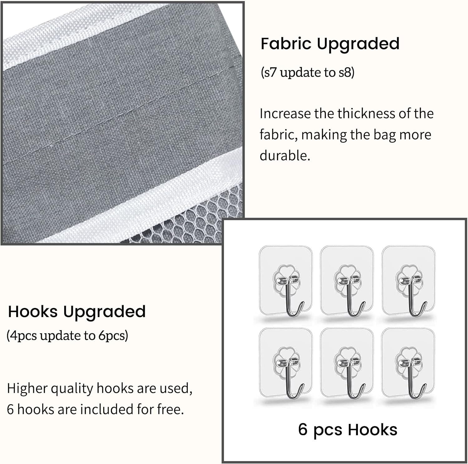 2pcs 3-pockets Large Wall Hanging Organizer Bag, Linen Fabric Door Hanging Storage Baskets with Pockets, Waterproof Bin for Kitchen, Bedroom, Office, RV Camper (Khaki-2pcs)