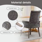 Upholstered Tufted Chenille Dining Chairs with Arms & Nailhead Trim – Solid Wood Frame & Legs, Modern Farmhouse for Dining, Kitchen & Living Room (Set of 1, Gray)
