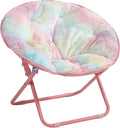 Heritage Kids Rainbow Faux Fur Folding Saucer Chair for Kids, Cozy Bedroom & Playroom Accent Chair, 23” Frame