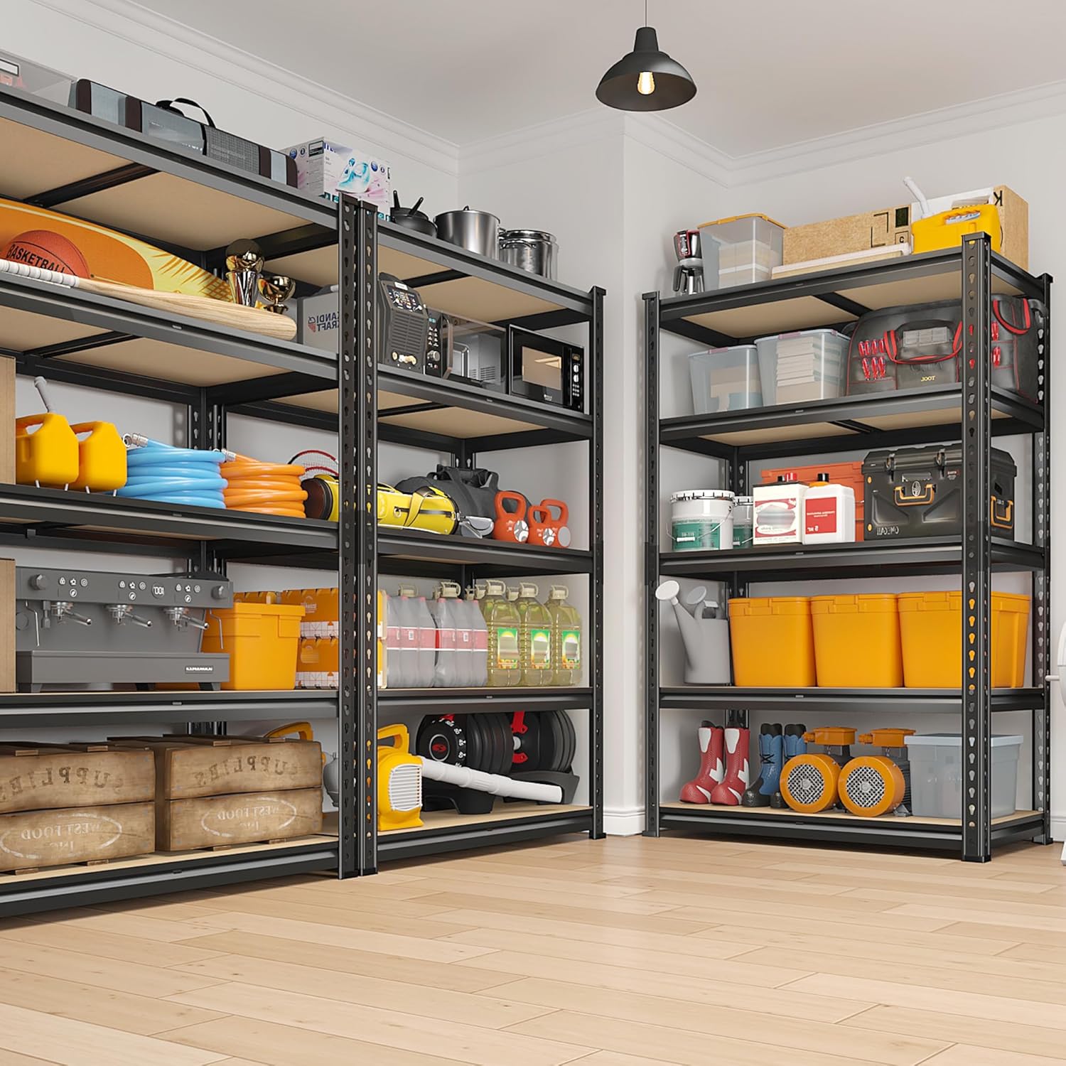 REIBII 2020LBS Storage Shelves 5 Tier Garage Shelving Heavy Duty Adjustable Garage Shelves, Utility Rack Shelf, Shelving Units for Storage Warehouse Pantry Closet, 35.5" W x 11.9" D x 72" H, 3 Pack