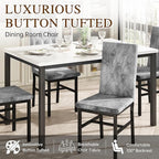Hooseng Dining Table Set for 4, Faux Marble Small Kitchen Table Chairs Set of 4 with Luxurious Button Tufted Dinner Chairs for Kitchen and Dining