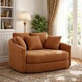 56.3''W Oversized Barrel Chair, Upholstered Accent Chenille Comfy Couch Sofa with 5 Pillows for Apartment, Studio, Bedroom, Living Room, Orange.