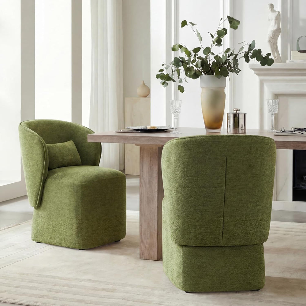KISLOT Upholstered Dining Chairs with Wheels, Easy Assembly Stain Resistant F...
