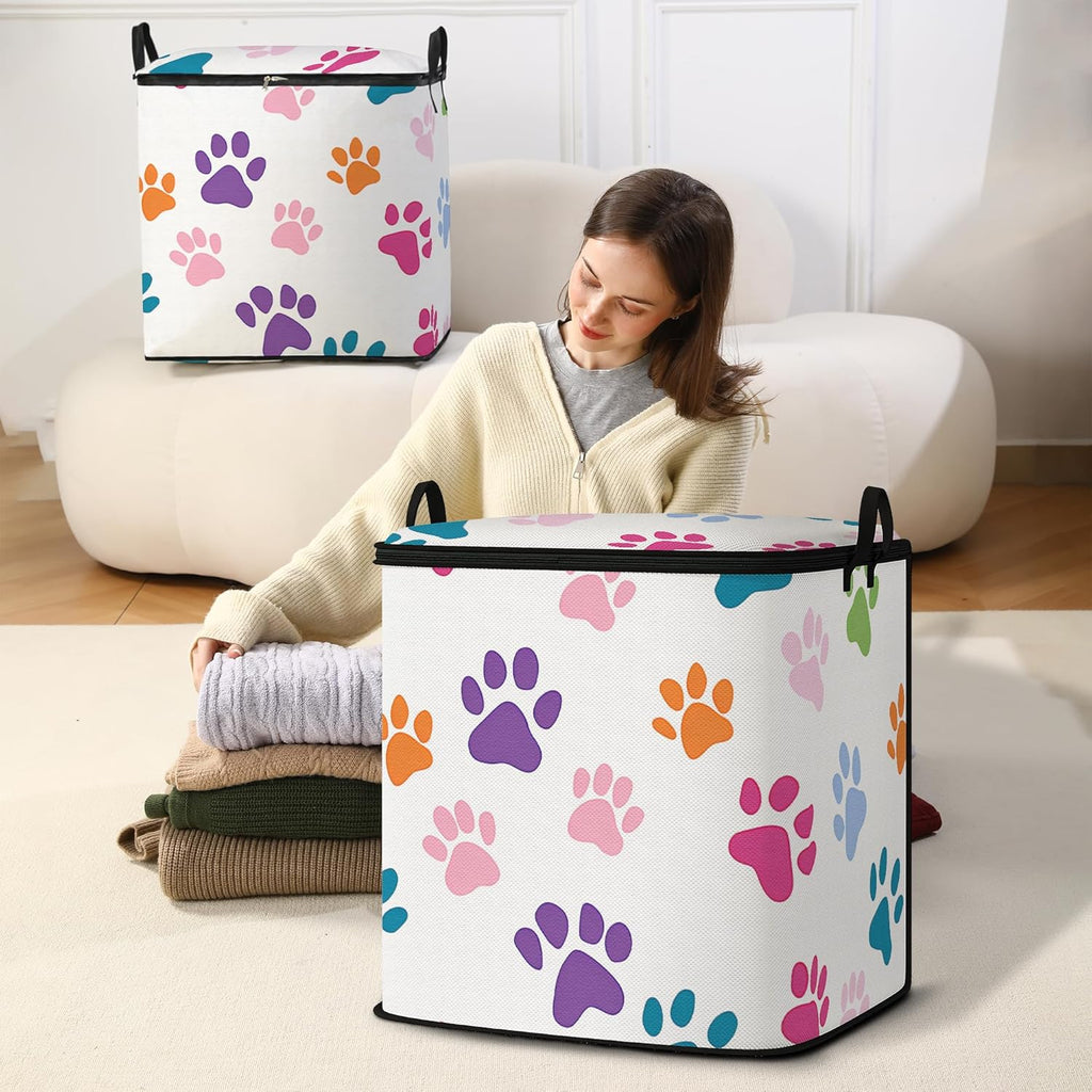 Large Comforter Storage Bag with Zipper,Closet Organizer for Clothes/Blankets/Quilts/Pillows,Fabric Storage Bags with Portable Handles 95L(2-Pack)