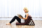 Leewadee - Comfortable Japanese Floor Mattress Used As Thai Floor Bed with Triangle Cushion, Futon Mattress Or Thai Massage Mat, 67 x 21 inches, Brown Red | Floor & lounge cushion for relaxing, reading & TV - for meditation & yoga, firm & stable