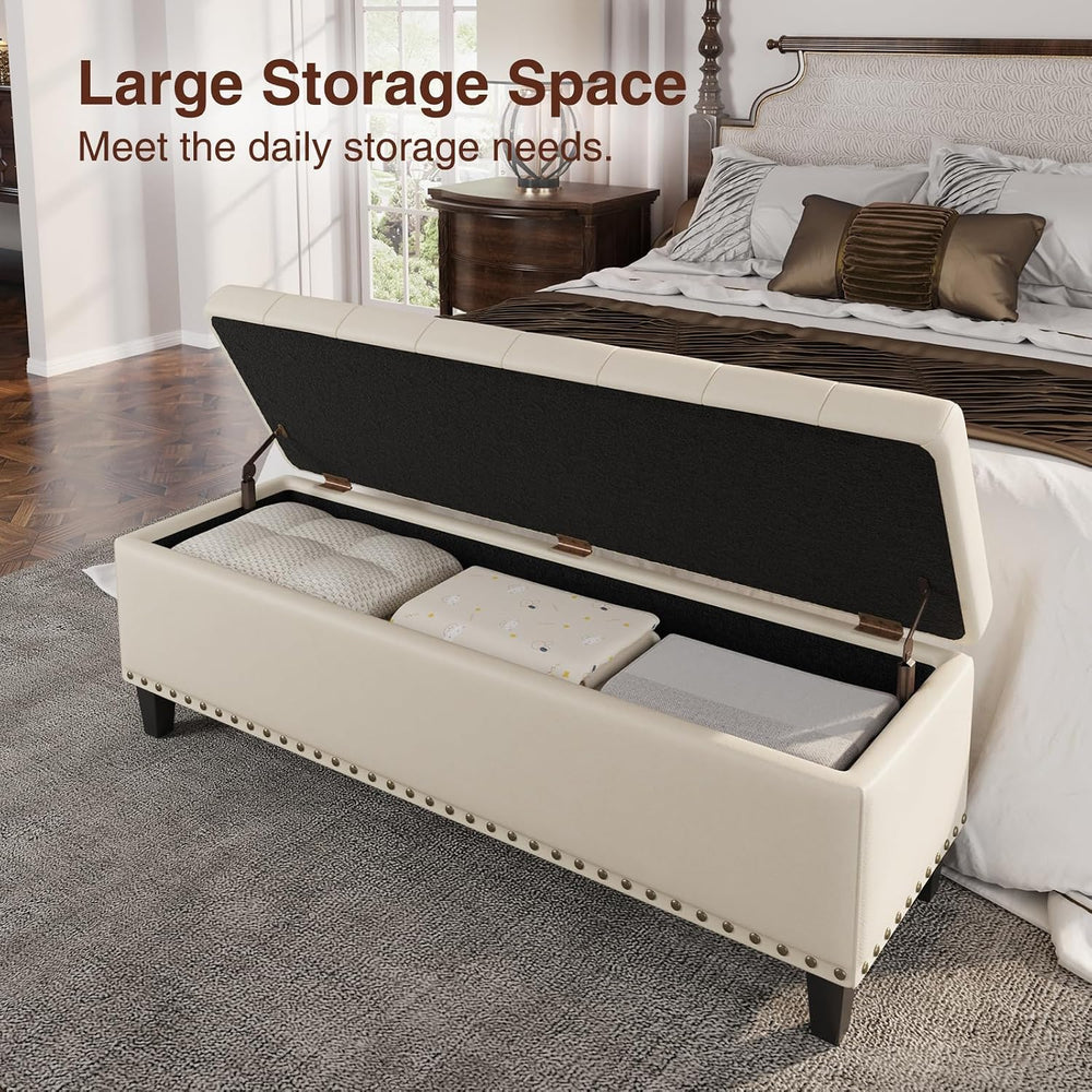 FiveWillowise 51 Inch Storage Ottoman Bench,Large End of Bed Storage Bench | ...