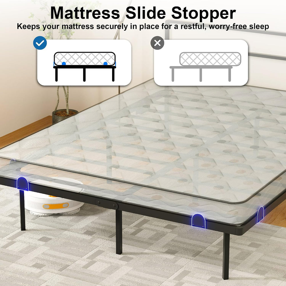 AGXI Full Size Bed Frame with Headboard, 14 Inch Floating Bed with Smart LED ...