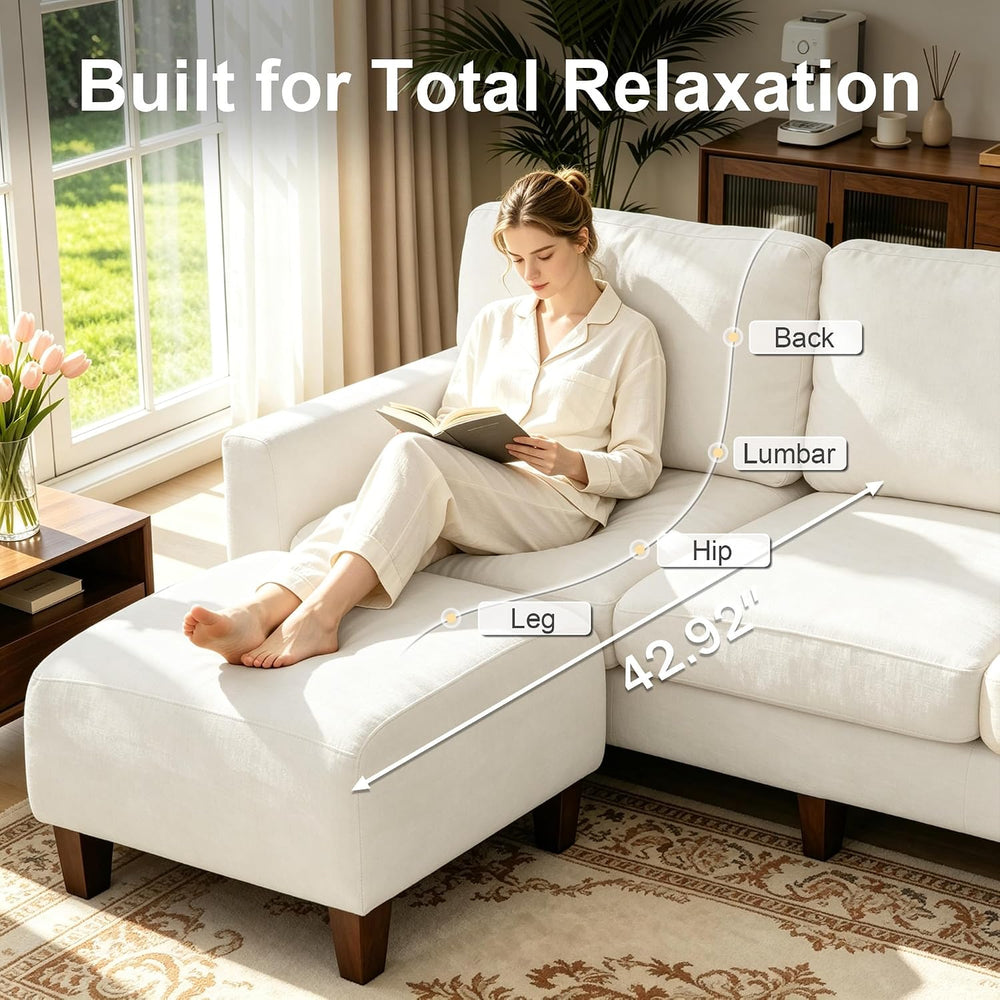 L Shaped Sectional Couch for Living Room, Modular Small Sofa with Ottoman | 9...