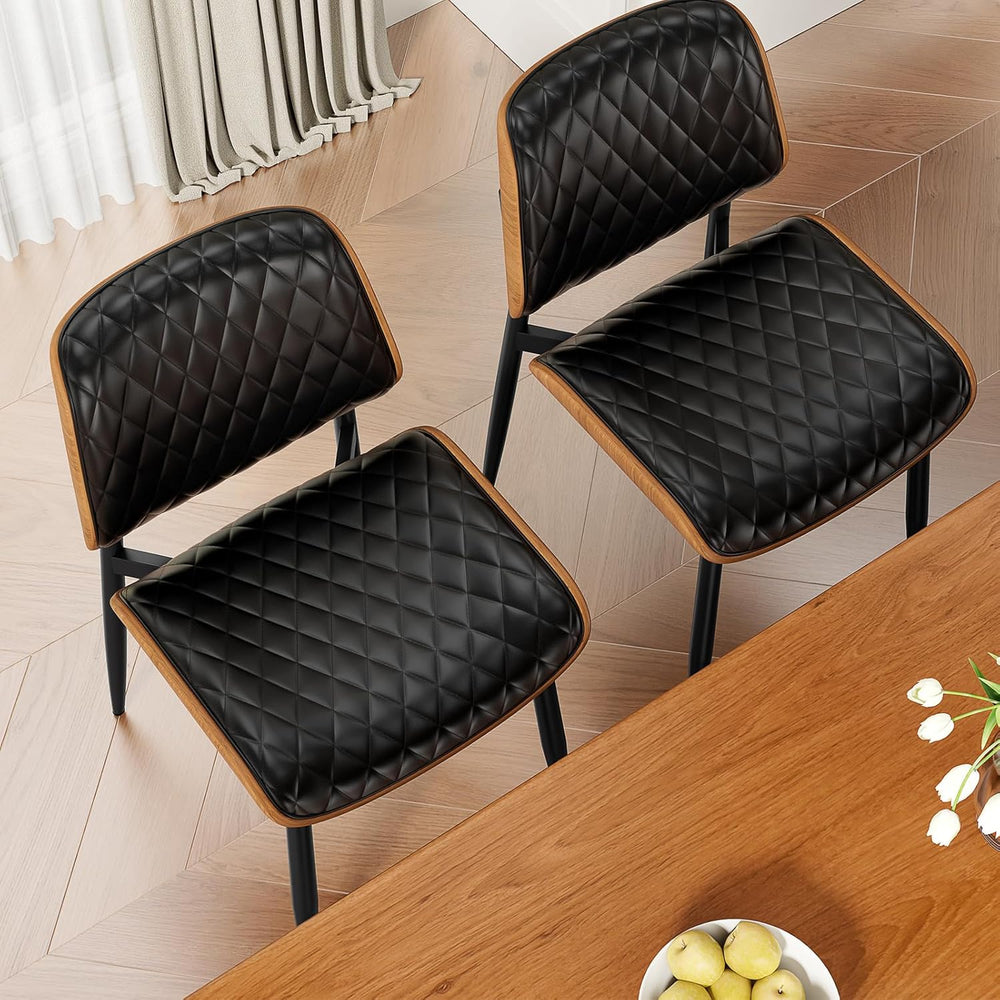 REONEY Dining Chairs Set of 2, Mid-Century Modern Upholstered PU Leather Chai...