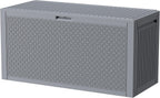 ZYJOYY Outdoor Storage Box, 90 Gallon Deck Box, Waterproof Resin Storage Box for Patio Cushions, Gardening Tools, Lockable, UV Resistant, Grey